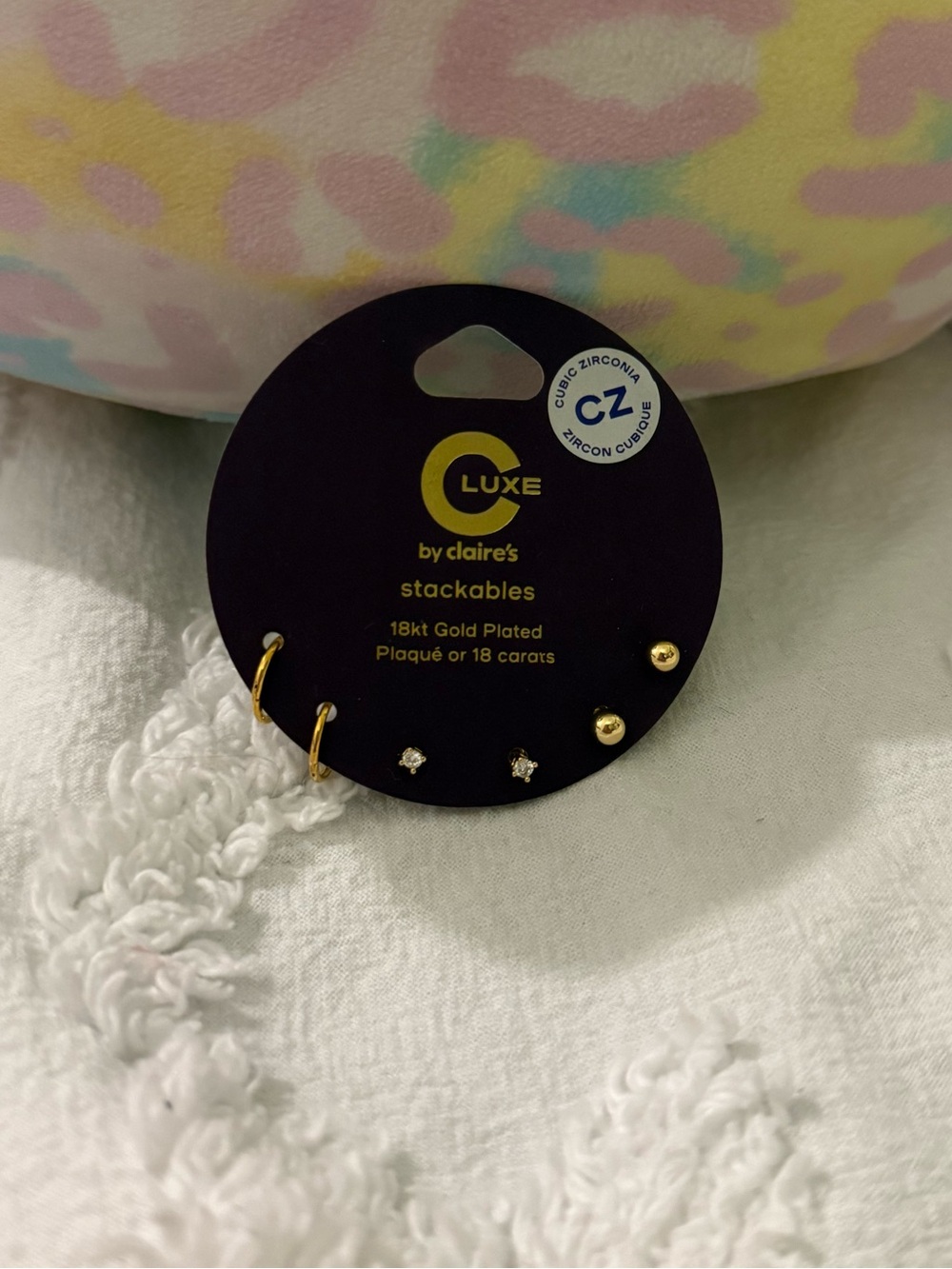 Claire's Gold Tone Mini Hoop and Stud Earring Set